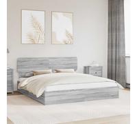 vidaXL Letto con Contenitore con testiera Grigio Sonoma 180 x 200 cm