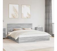 vidaXL Letto con Contenitore con testiera Grigio Sonoma 200 x 200 cm