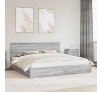 vidaXL Letto con Contenitore con testiera Grigio Sonoma 200 x 200 cm