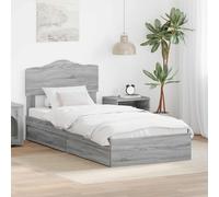 vidaXL Letto con Contenitore con testiera Grigio Sonoma 70 x 190 cm