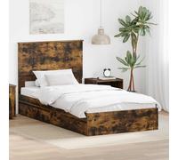 vidaXL Letto con Contenitore con testiera Rovere fumé 100 x 200 cm