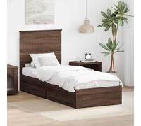 vidaXL Letto con Contenitore con testiera Rovere Marrone 75 x 190 cm