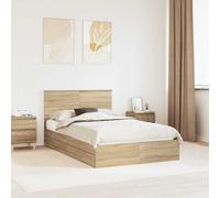 vidaXL Letto con Contenitore con testiera Rovere Sonoma 120 x 200 cm