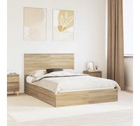 vidaXL Letto con Contenitore con testiera Rovere Sonoma 135 x 190 cm
