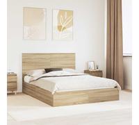 vidaXL Letto con Contenitore con testiera Rovere Sonoma 150 x 200 cm