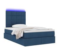 vidaXL Letto con contenitore e LED con led Blu 120 x 190 cm Poliestere, Letto storage rettangolare moderno, sollevamento idraulico innovativo, struttura in metallo, con LED