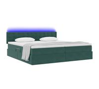 vidaXL Letto con contenitore e LED Verde Scuro 200 x 200 cm Velluto, Letto Regolabile, Spazio Salvaspazio, Stoccaggio Idraulico, Design Moderno in Velluto