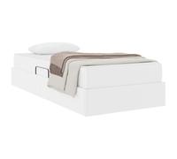 vidaXL Letto con contenitore e materasso 2 pcs Bianco Pelle, Letto moderno regolabile, mobile multiuso salvaspazio, storage sotto il letto, soluzione contemporanea per la camera
