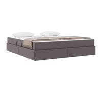 vidaXL Letto con contenitore e materasso 2 pcs Grigio Pelle, Letto moderno regolabile, mobile multiuso salvaspazio, storage sotto il letto, soluzione contemporanea per la camera