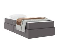 vidaXL Letto con contenitore e materasso 2 pcs Grigio Pelle, Letto moderno regolabile, mobile multiuso salvaspazio, storage sotto il letto, soluzione contemporanea per la camera