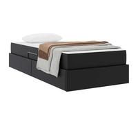 vidaXL Letto con contenitore e materasso 2 pcs Nero Pelle, Letto moderno regolabile, mobile multiuso salvaspazio, storage sotto il letto, soluzione contemporanea per la camera