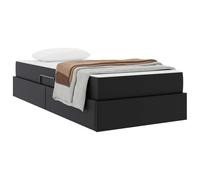 vidaXL Letto con contenitore e materasso 2 pcs Nero Pelle, Letto moderno regolabile, mobile multiuso salvaspazio, storage sotto il letto, soluzione contemporanea per la camera