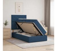 vidaXL Opslag bed met matras met hoofdeinde Blauw 100 x 200 cm Stof