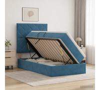 vidaXL Letto con contenitore e materasso Blu Scuro 100 x 200 cm