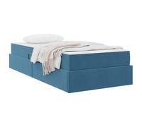 vidaXL Letto con contenitore e materasso Blu Scuro 100 x 200 cm, Letto Moderno in Velluto, Design Rettangolare, Soluzione Salvaspazio per Stanza Famigliare, Comfort per Tutti