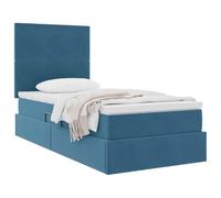 vidaXL Letto con contenitore e materasso Blu Scuro 100 x 200 cm, Letto Storage Regolabile, Struttura in Velluto, Illuminazione LED, Salvaspazio per un'Efficienza Fantastica in Camera