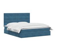 vidaXL Letto con contenitore e materasso Blu Scuro 180 x 200 cm, Letto Elegante con Ripostiglio, Struttura Multifunzionale, Design LED, Stile Moderno in Velluto, Soluzione Salvaspazio