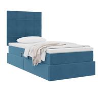 vidaXL Letto con contenitore e materasso Blu Scuro 90 x 190 cm Velluto, Letto Storage Regolabile, Struttura in Velluto, Illuminazione LED, Salvaspazio per un'Efficienza Fantastica in Camera