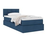 vidaXL Letto con contenitore e materasso con testiera Blu 100 x 200 cm, Letto moderno rettangolare, con sollevamento idraulico, testata in poliestere, arredo salvaspazio per un'ottima organizzazione