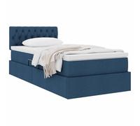 vidaXL Letto con contenitore e materasso con testiera Blu 100 x 200 cm, Letto moderno rettangolare, con sollevamento idraulico, testata in poliestere, arredo salvaspazio per un'ottima organizzazione