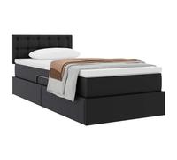 vidaXL Letto con contenitore e materasso con testiera Nero 90 x 190 cm, Letto Rettangolare Moderno con Contenitore, Rivestimento in Ecopelle, Comfort per Dormire, Arredamento Salvaspazio