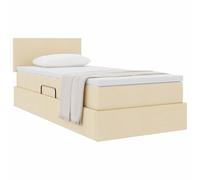 vidaXL Letto con contenitore e materasso Crema 100 x 200 cm, Letto moderno rettangolare, con sollevamento idraulico, testata in poliestere, arredo salvaspazio per un'ottima organizzazione