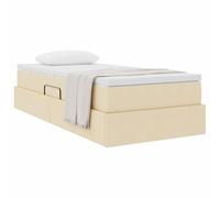 vidaXL Letto con contenitore e materasso Crema 100 x 200 cm Poliestere, Design moderno per la camera da letto, struttura letto ergonomica con contenitore, risparmio di spazio rettangolare, materasso