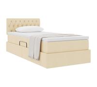 vidaXL Letto con contenitore e materasso Crema 90 x 190 cm, Letto moderno rettangolare, con sollevamento idraulico, testata in poliestere, arredo salvaspazio per un'ottima organizzazione