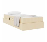 vidaXL Letto con contenitore e materasso Crema 90 x 190 cm Poliestere, Letto Moderno Elegante, Struttura Robusta, Soluzione Compact per Camera, Idraulica Innovativa per Intelligente