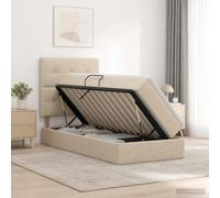vidaXL Letto con contenitore e materasso Crema 90 x 190 cm Tessuto
