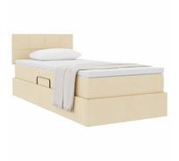 vidaXL Letto con contenitore e materasso Crema 90 x 200 cm, Letto moderno rettangolare, con sollevamento idraulico, testata in poliestere, arredo salvaspazio per un'ottima organizzazione