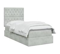 vidaXL Letto con contenitore e materasso Grigio Chiaro 100 x 200 cm, Letto Elegante con Ripostiglio, Struttura Multifunzionale, Design LED, Stile Moderno in Velluto, Soluzione Salvaspazio