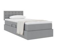 vidaXL Letto con contenitore e materasso Grigio chiaro 100 x 200 cm, Letto moderno rettangolare, con sollevamento idraulico, testata in poliestere, arredo salvaspazio per un'ottima organizzazione