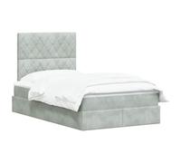 vidaXL Letto con contenitore e materasso Grigio Chiaro 120 x 200 cm, Letto Elegante con Ripostiglio, Struttura Multifunzionale, Design LED, Stile Moderno in Velluto, Soluzione Salvaspazio