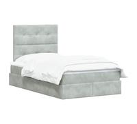 vidaXL Letto con contenitore e materasso Grigio Chiaro 120 x 200 cm, Letto Elegante con Ripostiglio, Struttura Multifunzionale, Design LED, Stile Moderno in Velluto, Soluzione Salvaspazio