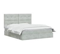 vidaXL Letto con contenitore e materasso Grigio Chiaro 180 x 200 cm, Letto Elegante con Ripostiglio, Struttura Multifunzionale, Design LED, Stile Moderno in Velluto, Soluzione Salvaspazio