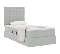 vidaXL Letto con contenitore e materasso Grigio chiaro 90 x 190 cm, Letto Storage Regolabile, Struttura in Velluto, Illuminazione LED, Salvaspazio per un'Efficienza Fantastica in Camera