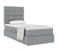 vidaXL Letto con contenitore e materasso Grigio chiaro 90 x 200 cm, Letto moderno con contenitore, idraulico rettangolare, mobile salvaspazio, struttura in pelle sintetica nera, materasso incluso