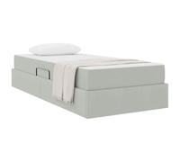 vidaXL Letto con contenitore e materasso Grigio chiaro 90 x 200 cm, Letto Moderno in Velluto, Design Rettangolare, Soluzione Salvaspazio per Stanza Famigliare, Comfort per Tutti