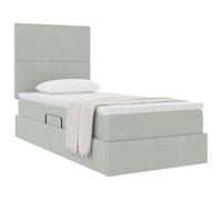 vidaXL Letto con contenitore e materasso Grigio chiaro 90 x 200 cm, Letto Storage Regolabile, Struttura in Velluto, Illuminazione LED, Salvaspazio per un'Efficienza Fantastica in Camera