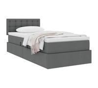 vidaXL Letto con contenitore e materasso Grigio scuro 100 x 200 cm, Letto moderno rettangolare, con sollevamento idraulico, testata in poliestere, arredo salvaspazio per un'ottima organizzazione