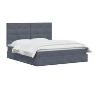 vidaXL Letto con contenitore e materasso Grigio Scuro 160 x 200 cm, Letto Elegante con Ripostiglio, Struttura Multifunzionale, Design LED, Stile Moderno in Velluto, Soluzione Salvaspazio