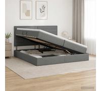 vidaXL Opslag bed met matras met opslag Donkergrijs 200 x 200 cm Stof