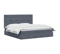 vidaXL Letto con contenitore e materasso Grigio Scuro 200 x 200 cm, Letto Elegante con Ripostiglio, Struttura Multifunzionale, Design LED, Stile Moderno in Velluto, Soluzione Salvaspazio