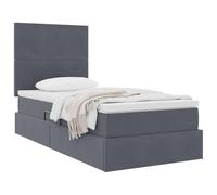 vidaXL Letto con contenitore e materasso Grigio scuro 90 x 200 cm, Letto Storage Regolabile, Struttura in Velluto, Illuminazione LED, Salvaspazio per un'Efficienza Fantastica in Camera