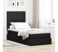 vidaXL Letto con contenitore e materasso Nero 90 x 190 cm Poliestere, Letto moderno con contenitore, idraulico rettangolare, mobile salvaspazio, struttura in pelle sintetica nera, materasso incluso
