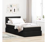 Letto con contenitore e materasso con testiera Nero 90 x 190 cm