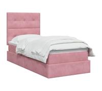 vidaXL Letto con contenitore e materasso Rosa 100 x 200 cm Velluto, Letto Elegante con Ripostiglio, Struttura Multifunzionale, Design LED, Stile Moderno in Velluto, Soluzione Salvaspazio