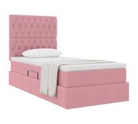 vidaXL Letto con contenitore e materasso Rosa 100 x 200 cm Velluto, Letto Storage Regolabile, Struttura in Velluto, Illuminazione LED, Salvaspazio per un'Efficienza Fantastica in Camera