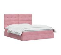 vidaXL Letto con contenitore e materasso Rosa 180 x 200 cm Velluto, Letto Elegante con Ripostiglio, Struttura Multifunzionale, Design LED, Stile Moderno in Velluto, Soluzione Salvaspazio